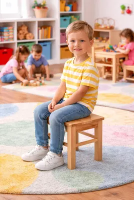 Produktbild von Kinderhocker 29 x 29 x 32 cm Hocker Kernbuche massiv Sitzhocker #2377