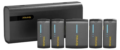 Obrázek produktu pro 7RYMS iRay DW40 4-kanálový mini bezdrátový mikrofon mono/stereo 200?m dosah přenosu AI potlačení šumu Monitorování v reálném čase Vestavěná dobíjecí baterie s nabíjecím pouzdrem Mikrofon pro kameru smartphonu Počítač Vlog Živý přenos Rozhovor Online schůzka