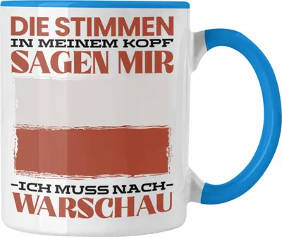 Produktbild von Trendation - Warschau Tasse Urlaub Heimat Geschenk Spruch Polen Geschenkidee (Blau)