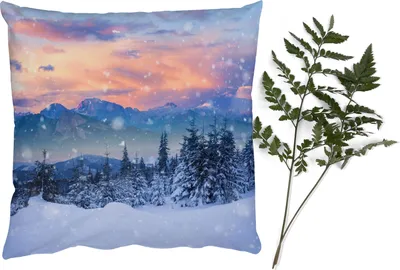 Produktbild von MuchoWow® Zierkissen Sofakissen Wohnzimmer Dekokissen 45x45 cm Schnee - Himmel - Wald - Winter - Schlafpolster - Polster für das Sofa