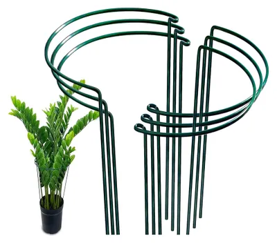 Produktbild von 6 Stück 25x40 cm Pflanzenstützen, Metall-Garten-Pflanzenpfähle, halbrunde Pflanzenstützstäbe, Pflanzenstützring, Käfig für Pfingstrosen, Hortensien, Rosen, Sedum, Gemüse, Tomaten