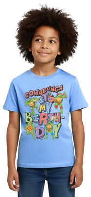 Produktbild von Spreadshirt Teenage Mutant Ninja Turtles It's My Birthday Kinder T-Shirt, 98/104 (3-4 Jahre), Himmelblau