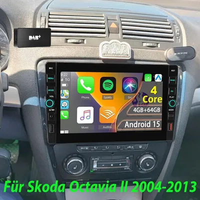 Obrázek produktu pro Autorádio s navigací pro Škoda Octavia 2 (2004-2013), 2 DIN, 9palcový dotykový displej, Android 15, GPS navigace, bezdrátové připojení Carplay a Android Auto, DAB+, 4 GB RAM, 64 GB paměti