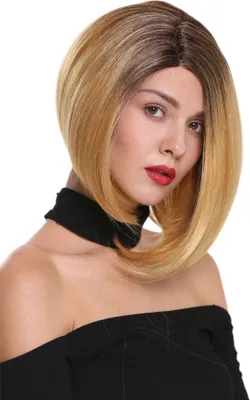 Produktbild von WIG ME UP Perücke Lace-Front Mono kurz Longbob Scheitel Ombre Braun Blond MLC156-MF-DYX4/BLONDE