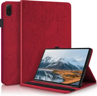 Produktbild von Für Honor Pad X8a 11 Zoll aufstellbare Baum Muster Kunstleder Hülle Tasche Case Rot