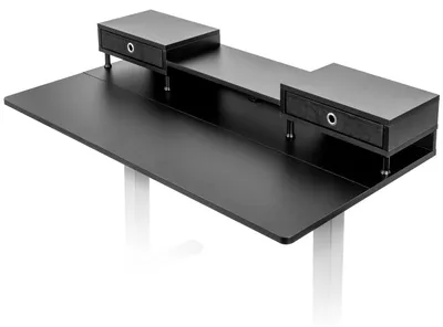 Produktbild von Duronic DD1 BK Schreibtisch, Schreibtischplatte mit Schubladen, Tischplatte 120 x 60 x 1,9 cm, Schreibtisch mit Monitorerhöhung, Ideal für höhenverstellbare Workstation, Sitz-Steh-Schreibtisch