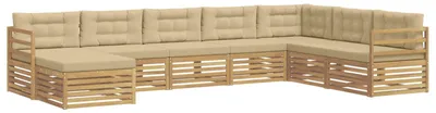 Produktbild von vidaXL Outdoor-Sofagarnitur mit Kissen 8 pcs Weiß und Beige Polyester
