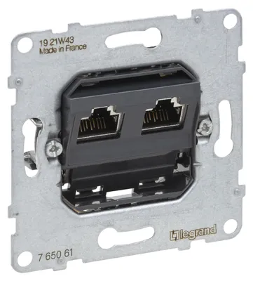 Obrázok produktu pre Legrand 765061, 2 x RJ-45, UTP, 6a, Čierna, IK04, -5 - 45 °C