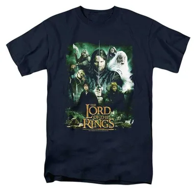 Image de T-shirt Lord of the Rings, modèle unie pour hommes/femmes, référence TV39169 (taille 5XL), couleur marine