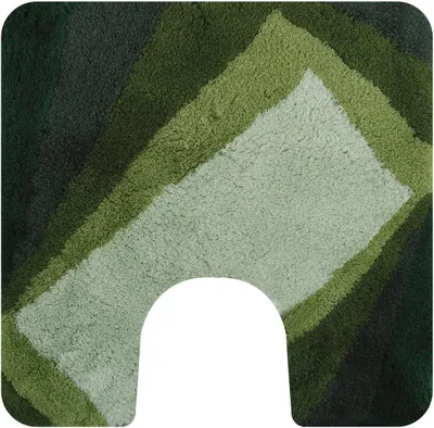 Produktbild von Spirella Badteppich Badematte „Kali“ Duschvorleger Mikrofaser Hochflor | flauschig | rutschhemmend | geeignet für Fußbodenheizung | 55x55 cm mit WC Ausschnitt | Grün
