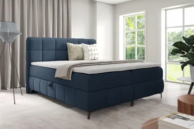 Produktbild von Boxspringbett Schlafzimmerbett SOPHIE 120x200cm Stoff Aragon Marineblau