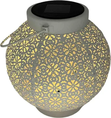 Produktbild von Coen Bakker Solar Laterne Tischleuchte weiß Metall warmweiß Sensor 18x19cm