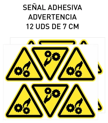 Imagen del producto de Letrero de advertencia triangular, de 7 cm, 12 unidades, color amarillo, para señalización de seguridad