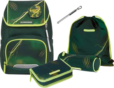 Produktbild von Schneiders Freizeitrucksack Ergojet 2in1 Schulranzen Set 5-teilig 21L Dino dunkelgrün