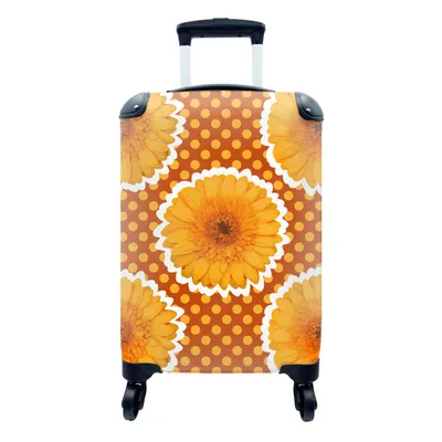 Produktbild von MuchoWow® Koffer Handgepäck Trolley Rollkoffer Kleine Reisekoffer mit 4 Rollen - Blumen - Punkte - Vintage - Muster - Cabin Size < 55x40x23 cm & 55x40x20 cm - Fotokoffer - Kabinenkoffer - Boardgepäck - Reise-Box - Reisekoffer - Reisegepäck - Koffer mit Bild - Trolley für Kinder