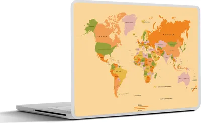 Produktbild von MuchoWow® Laptop Aufkleber Sticker Cover Weltkarte - Farbenfroh - Trendy 30x22 cm - Laptop-Sticker