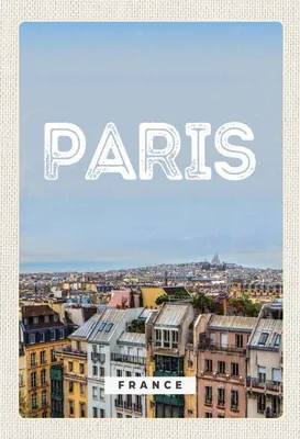 Produktbild von vianmo Holzschild 30x20 cm Paris Panorama Blick Stadt Bildmotiv Reisemotiv Abenteuer Reisen