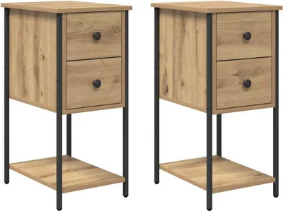 Produktbild von Nachttisch 2 pcs Eiche handwerklich 32 x 42 x 70 cm