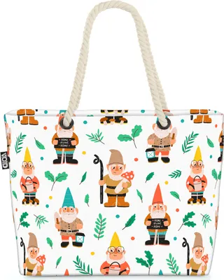 Produktbild von VOID Gartenzwerge Zwerge Pflanzen Strandtasche Shopper 58x38x16cm 23L XXL Einkaufstasche Tasche Reisetasche Beach Bag