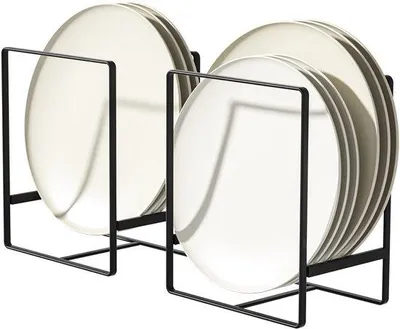 Immagine prodotto di Set da 2 pezzi in metallo per cucina e armadio, ripiano per stoviglie, nero