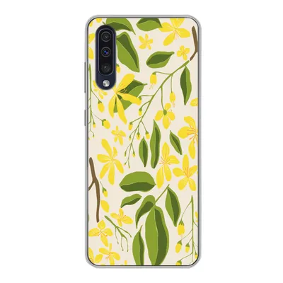 Produktbild von MuchoWow® Handyhülle Schutzhülle Hülle für Samsung Galaxy A30s Blume - Gelb - Muster Silikon Softcase Handy Hülle - Karteninhaber