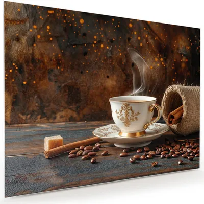 Produktbild von Glasbild 120x90cm in XXL für Wohnzimmer, Schlafzimmer Motiv Kaffee Und Zimt