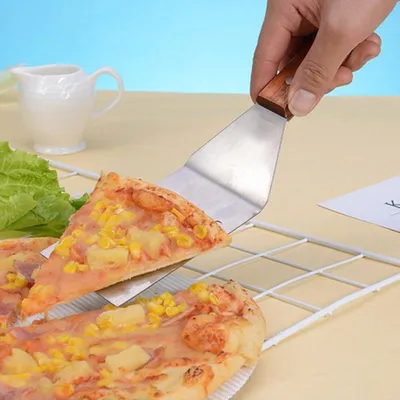 Image de Lot de 3 pièces : pelle à pizza, pince, couteau, spatule pour barbecue et ustensiles de cuisine en acier inoxydable