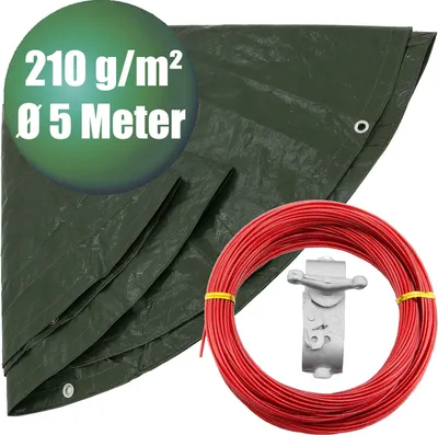 Produktbild von PE-Abdeckplane rund Ø 5 m grün + Spannseil Typ 430500