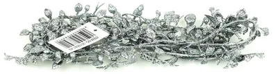 Produktbild von Weihnachtliche Miniblattgirlande Silber mit Glitter - Kunststoff 180 cm