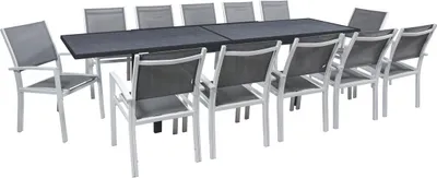 Obrázek produktu pro Rozkládací zahradní jídelní set "Lagos" - 200/320 x 105 x 76 cm - pro 12 osob - tmavě šedý