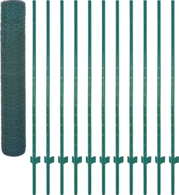 Obrázek produktu pro vidaXL Drátěné pletivo s ocelovými sloupky 25 x 1,5 m zelené