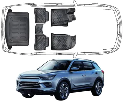 Produktbild von 3D Fußmatten & Kofferraumwanne Auto Set Kompatibel mit SsangYong Korando 6.Gen C300 ab 2019