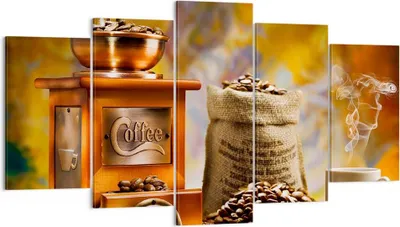 Produktbild von Bild auf Leinwand - Leinwandbild - Kaffee Körner Mühle Tasse - 160x85cm - Wand Bild - Wanddeko - Leinwanddruck - Bilder - Kunstdruck - Wanddekoration - Leinwand bilder - Wandkunst - EA160x85-2592