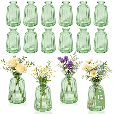 12er-Set kleine Glasvasen, 180 ml, robust, modern
