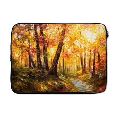 Produktbild von MuchoWow® Laptop Hülle 13 Zoll Gemälde - Herbst - Wald - Ölgemälde Laptoptasche - Laptophülle - Sleeve - Rundumschutz