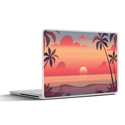 Produktbild von MuchoWow® Laptop Aufkleber Sticker Cover Retro - Strand - Sonne 40x30 cm - Laptop Dekoration - Selbstklebend