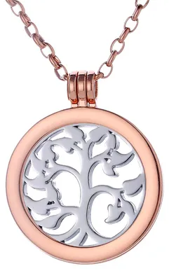 Produktbild von Morella Damen Halskette roségold 70 cm Edelstahl mit Anhänger und Coin 33 mm Lebensbaum in Schmuckbeutel