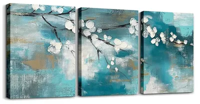 Produktbild von Dreiteilige Leinwand Wanddekoration mit Blumen für das Wohnzimmer