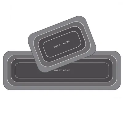 Immagine prodotto di confezione di 2 tappetini da cucina antiscivolo, idrorepellenti, eleganti per la cucina, 120x40cm e 60x40cm, grigio - CHEFMAT