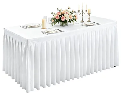 Productafbeelding van Tafelkleed, Elasthan, wit, 183x76 cm. Elastisch, wasbaar, geschikt voor feesten en banketten