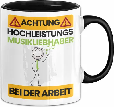 Produktbild von Musikliebhaber Tasse Geschenk Lustiger Spruch Geschenkidee für Musikliebhaber Achtung Hochleistungs Musikliebhaber Bei Der Arbeit (Schwarz)