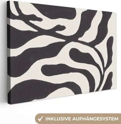 Produktbild von OneMillionCanvasses® - Leinwandbilder - 150x100 cm, Blätter - Pflanze - Pastell - Schwarz, Wandbilder Kunstdruck Wanddekoration - Foto auf Leinwand - Gemälde auf Holzrahmen