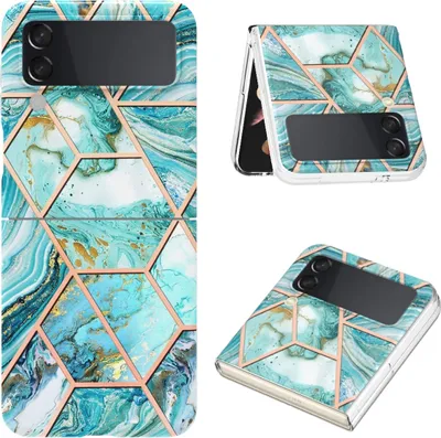 Produktbild von Für Samsung Galaxy Z Flip4 Electroplating Splicing Marmor TPU Hülle Schutz Cover