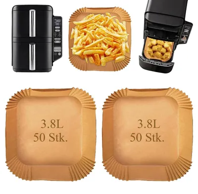 Image de Papier sulfurisé pour friteuse à air, 100 pièces, compatible avec la friteuse à air Ninja SL300EU