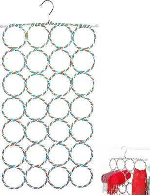 Aufbewahrungsring für Schals und Accessoires – Kleiderorganizer mit 28 Schnallen für Krawatten, Gürtel und Hüte – 63 x 39 cm