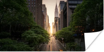 Produktbild von MuchoWow® Poster New Yorker Straße am Morgen 80x40 cm - Wanddeko