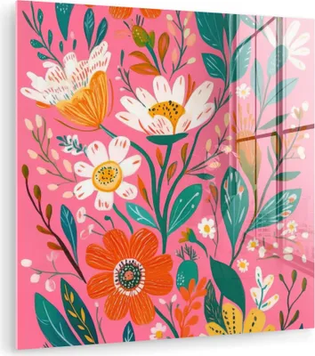 Produktbild von MuchoWow Glasbilder - Bilder auf Wandbild - Foto auf Glas Rosa - Blumen - Weiß - Orange 20x20 cm Wanddekoration aus Glas - Acrylglasbild - Acrylbilder - Bilder von Glas - Moderne