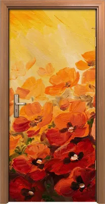 Produktbild von Türposter 90x200 cm Türaufkleber Türtapete Türfolie Klebefolie Kunst Gemälde abstrakte von Mohn Blumen