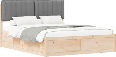 Zdjęcie produktu dla Ramka łóżka z tapicerowanym wezgłowiem Jasnoszary 160 x 200 cm