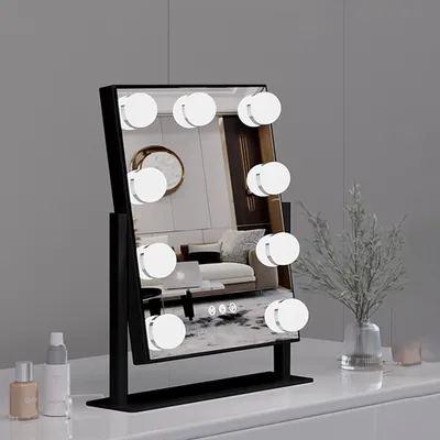 Produktbild von Kosmetikspiegel, Beleuchtung Schminktischspiegel mit 9 Dimmbare LED, 3 Farbtemperatur Licht, 360° drehbar, Touch Steuerung